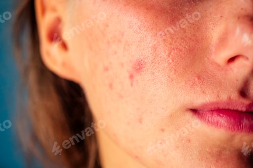 Preview: post-acne, scars and red festering pimples on the face