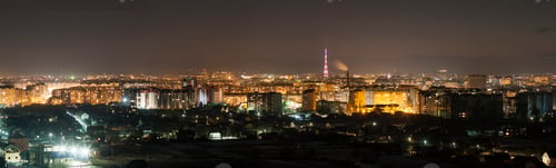 Preview: Panorama night aerial view of Ivano-Frankivsk city, Ukraine.