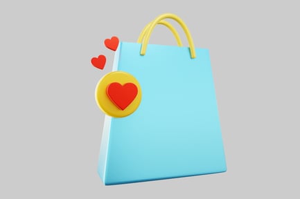 Aperçu: Sac à provisions bleu clair avec coeurs