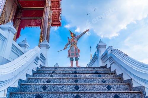 Preview: Khon is art culture Thailand Dancing in masked Tos-sa-kan and Hanuman are fighting in literature Ram