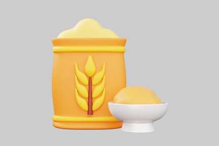 Preview: Cartoon flour sack and bowl