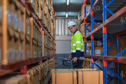 Preview: Warehouse worker working in warehouse storage.