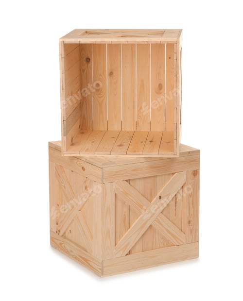Preview: Wooden crates isolated on white. Delivery service