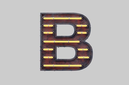 Preview: Letter b illuminated rusty metal sign