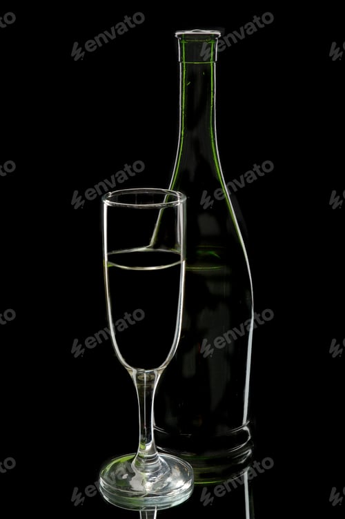 Preview: Wine bottle and glass