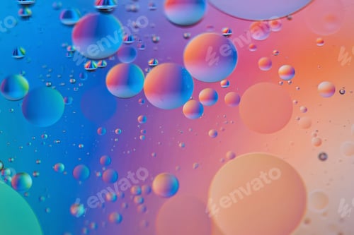 Preview: Orange and blue abstract background picture made with oil, water and soap