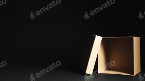 Preview: Cardboard box on black background