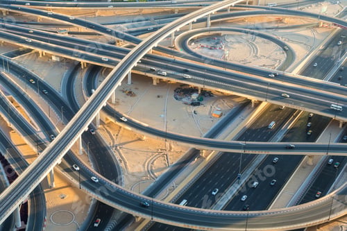 Preview: High angle view of spaghetti junction in the desert.