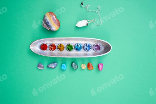 Preview: heart made of stone crystal with flower of life pattern