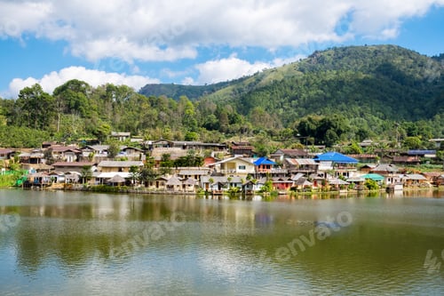 Preview: Viewpoint ancient tribe village on lake at ban rak thai