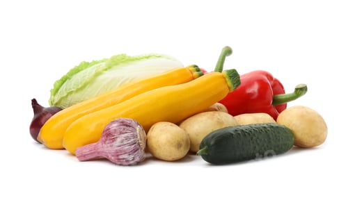 Preview: Different fresh ripe vegetables isolated on white