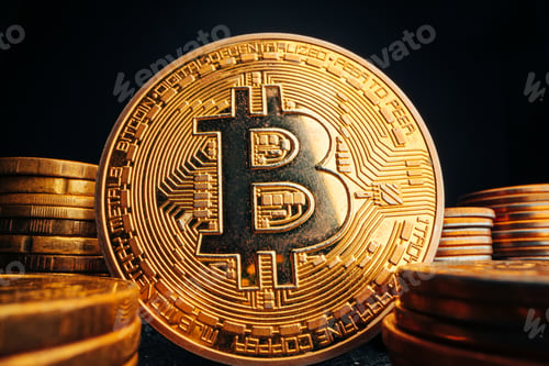Preview: Close up photo of bitcoin crypto currency