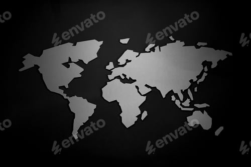 Preview: World map on a black background.