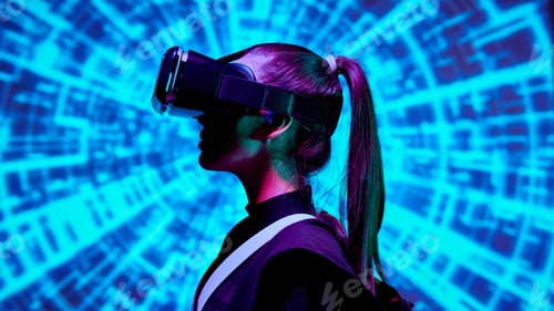 Preview: Female gamer in VR device