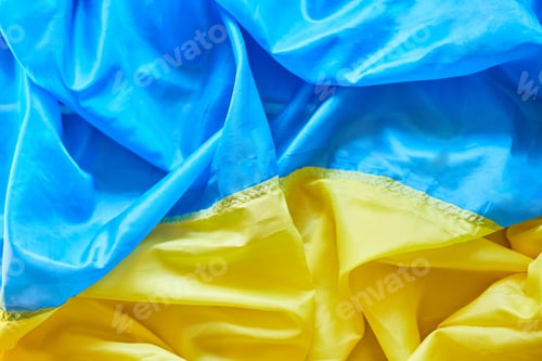 Preview: Waving flag of Ukraine, Blue and yellow colors of fabric curved flag of Ukraine