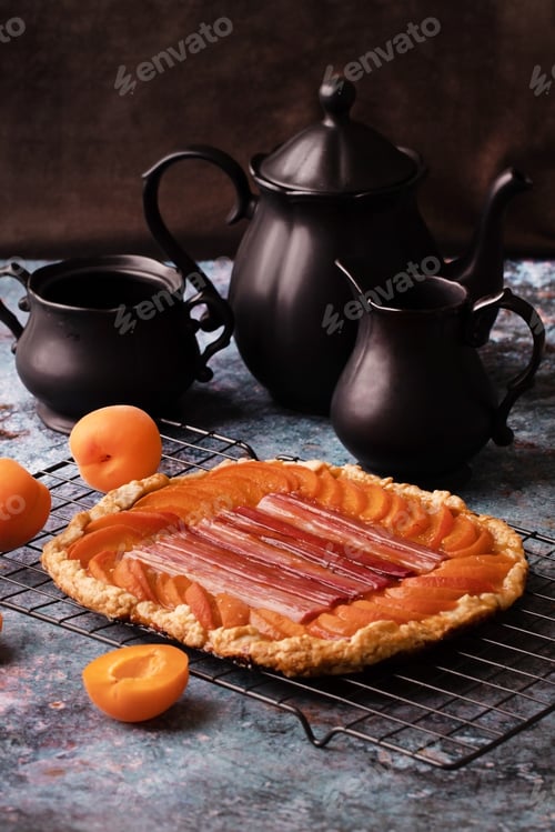 Preview: French galette with apricots and rhubarb.