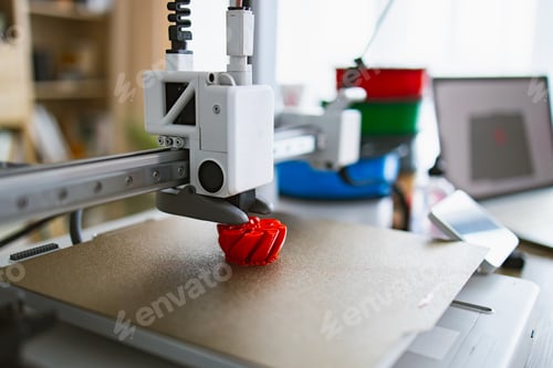Preview: 3D Printer Creating Red Object
