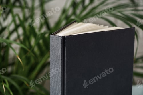 Preview: Tropical palm leaves and blank notepad mock up