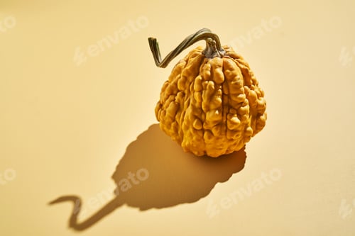 Preview: Decorative pumpkin on a yellow background.