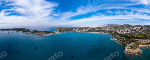 Preview: Greece Athens riviera coast, Vouliagmeni bay, birds eye view