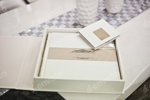 Preview: White classic wedding book and album