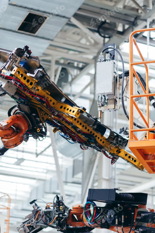 Preview: Automotive production line. Robotic Welding car body. Modern car Assembly plant