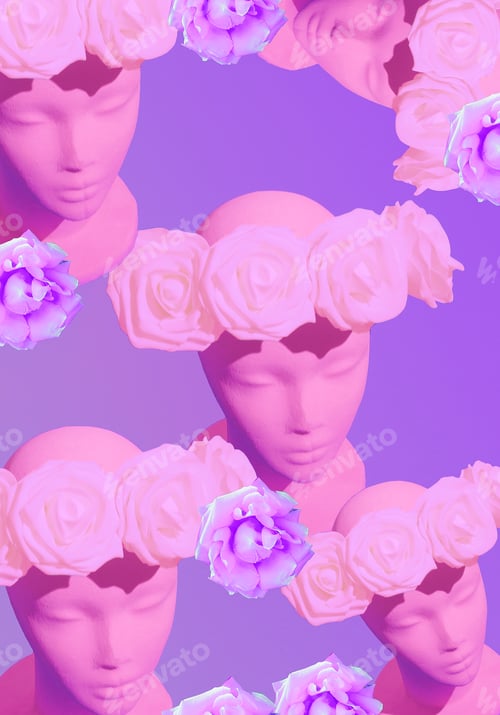 Preview: Dummy fashion flowers girl. Spring, summer seasons is coming concept. Minimal collage art