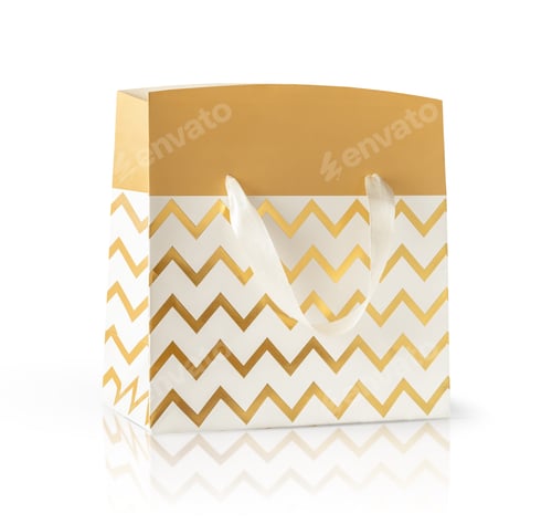 Preview: Paper gift bag isolated on white background.