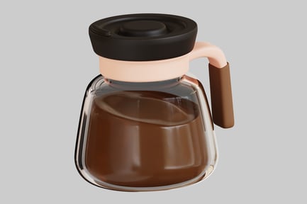 Preview: Glass coffee pot with black lid and pink handle