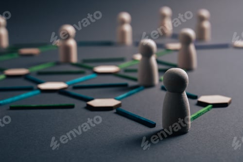Preview: Decentralized organizational network with distributed leadership structure concept