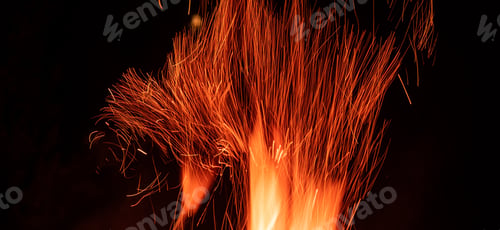 Preview: Fire flame isolated on black background