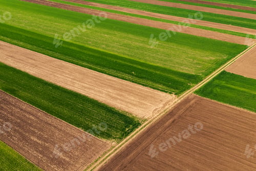 Preview: Aerial view of countryside agricultural fields patchwork
