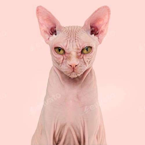 Preview: Sphynx Hairless Cat, 4 years old, against pink background