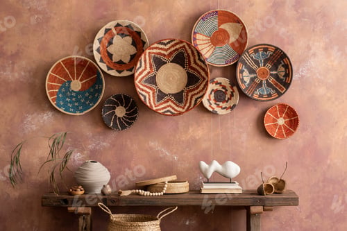 Preview: The stylish ethnic compostion at living room interior