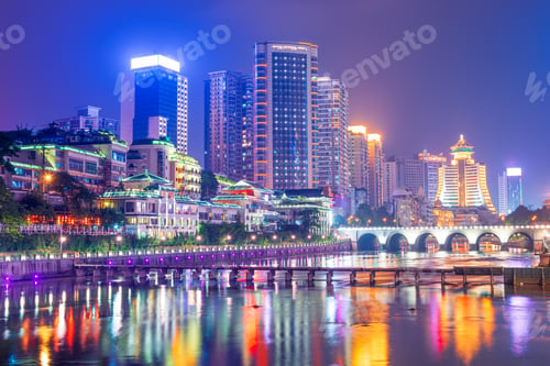 Preview: Guiyang, China cityscape on the Nanming River