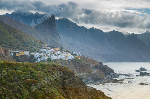 Preview: Taganana village nestled on the rugged coast of Tenerife with dramatic mountains in the background