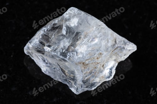 Preview: sample of rough rock crystal mineral on black