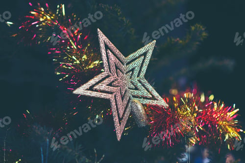 Preview: Christmas and New year 2018, Gift box with night bokeh light