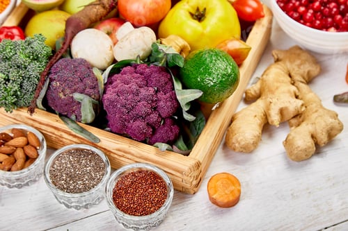 Preview: Selection of superfoods on white background. Organic food