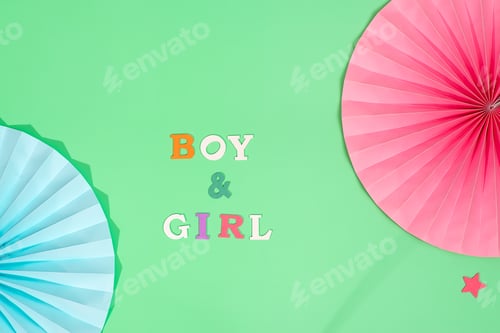 Preview: The vibrant green background brings attention to the boy and girl labels