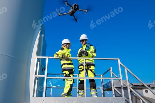 Preview: Engineers inspecting wind turbine structure