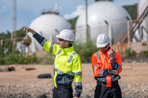 Preview: Environmental engineer or workers examining waste water