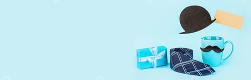 Preview: Fathers Day Gifts and Accessories on Blue Background