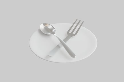 Preview: Plate with silverware cutlery set