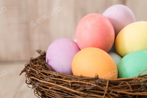 Preview: Many Colorful Easter Eggs In A Nest