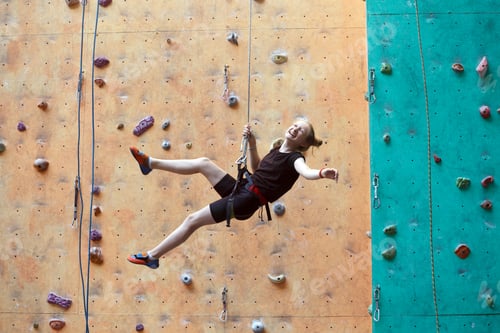 Preview: little girl climbing up the wall