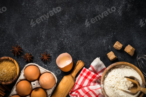 Preview: Ingredients for cooking baking on black