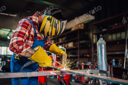 Preview: Skilled welder assembling durable pipelines for infrastructure project