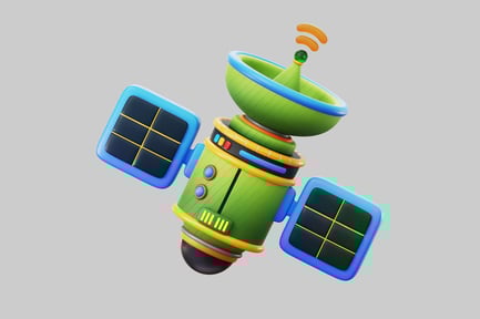 Preview: Cartoon space satellite with solar panels
