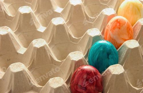 Preview: Colourful eggs in carton